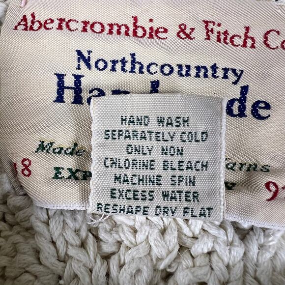 Vintage Abercrombie Big Sweater XL | Cream Cable Knit Fisherman Grandpa Heritage - Picture 7 of 9
